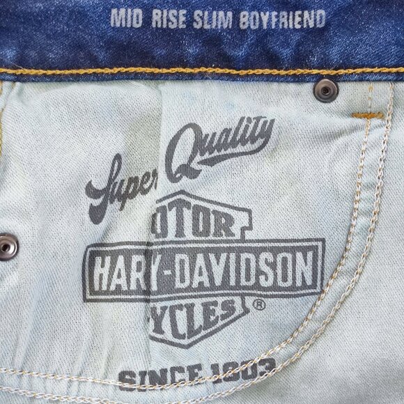 Harley -Davidson jeans women's size 29 denim blue mid rise slim boyfriend - Picture 7 of 16
